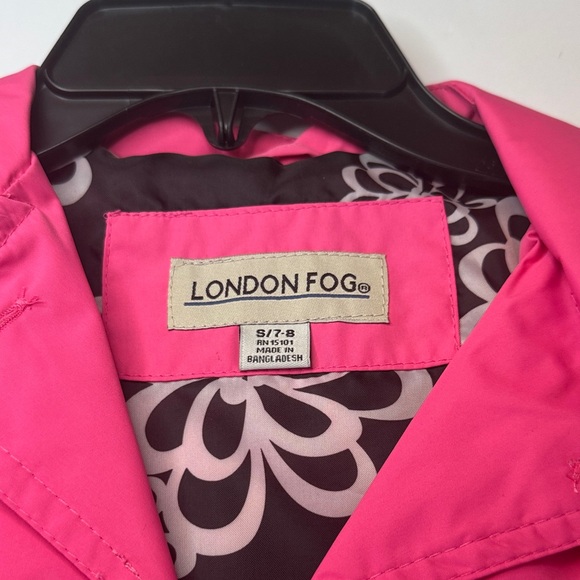 London Fog Girls Pink Trench Coat Size 7/8 NWT Belted Rain Jacket - Picture 2 of 4